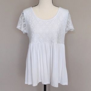 K. Jordan White Baby Doll Peplum Top
